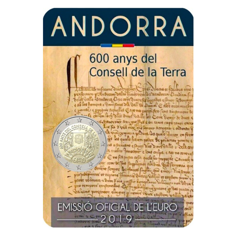 2 euros commémorative Andorre 2019 BU - Conseil de la terre.