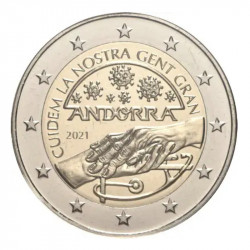 2 euros commémorative Andorre 2021 BU - Prenons soin de nos aînés.