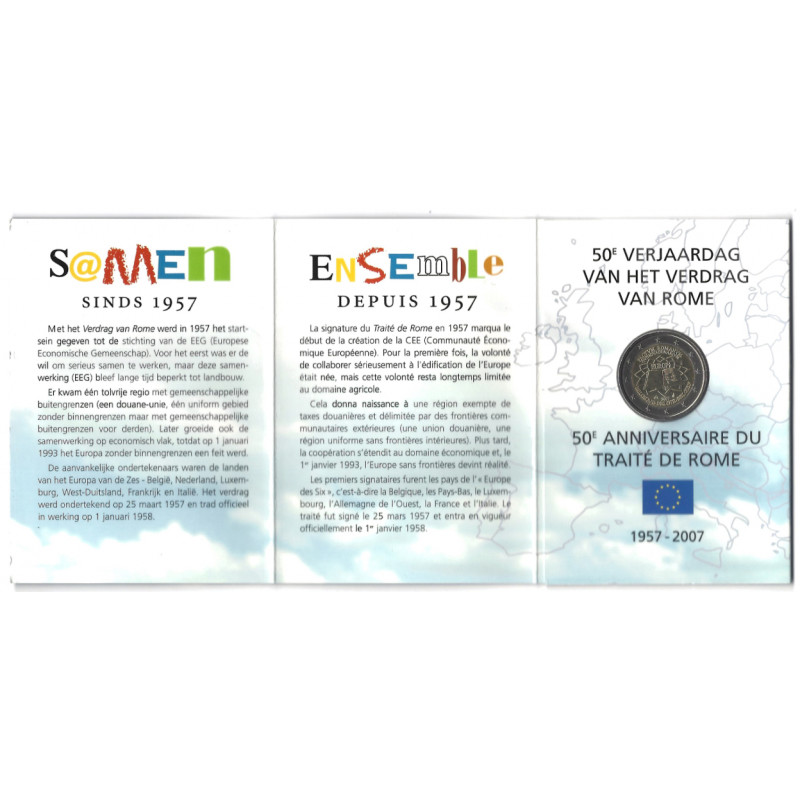 2 euros commémorative Belgique 2007 BU Coincard - Traité de Rome.