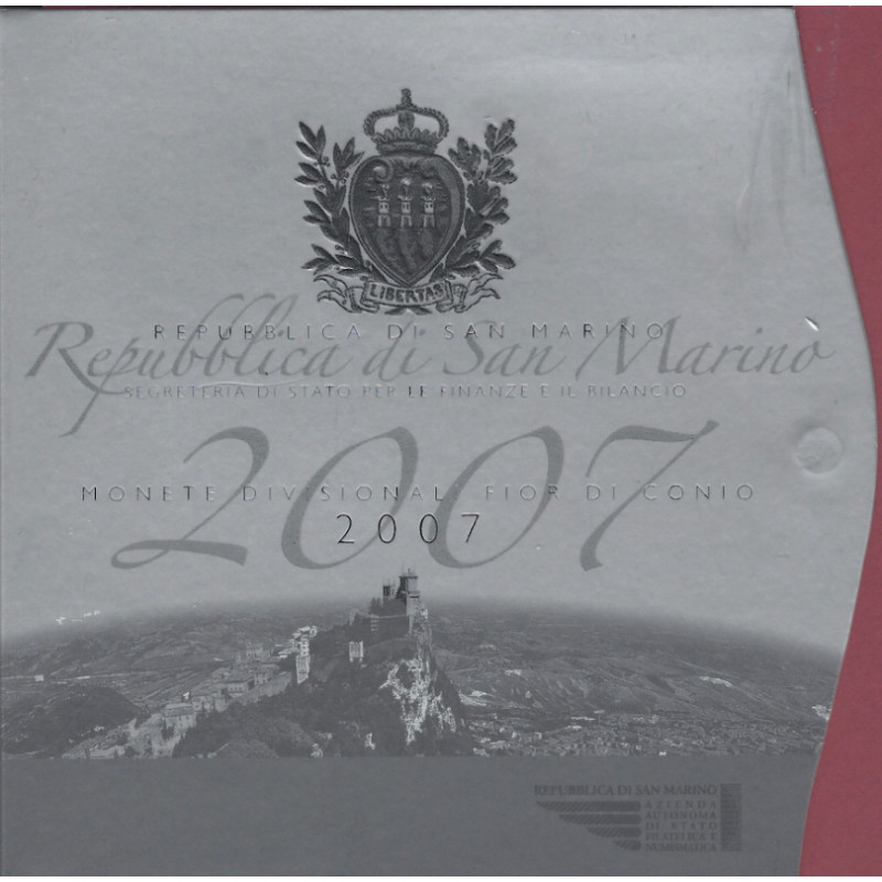 Coffret série euro Saint-Marin 2007 BU avec 5 euros en argent.