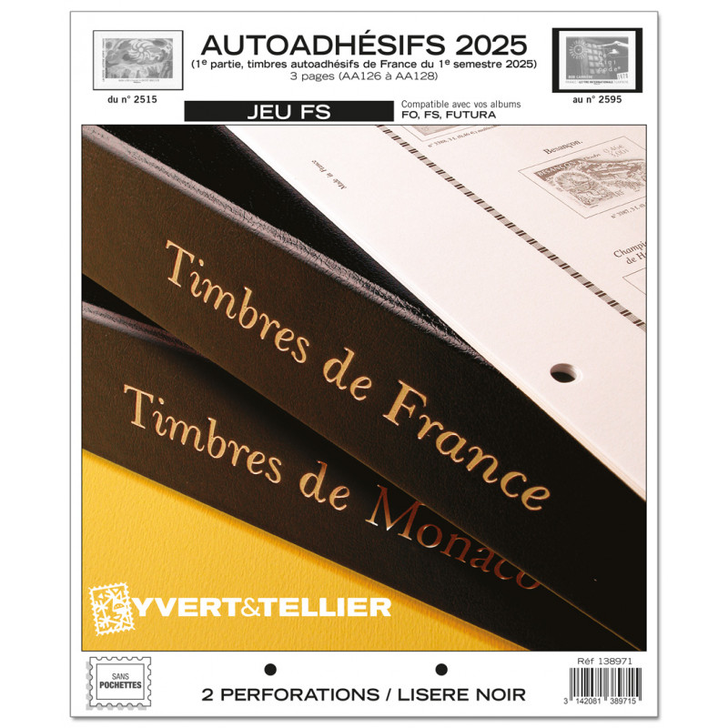Jeux FS France timbres autoadhésifs 2025 premier semestre.