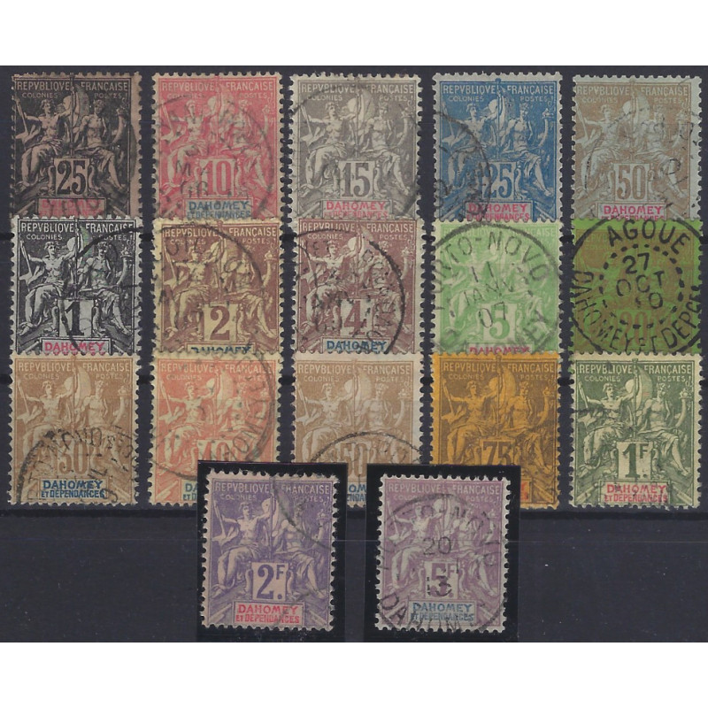 Dahomey timbres N°1-17 série Groupe oblitéré.