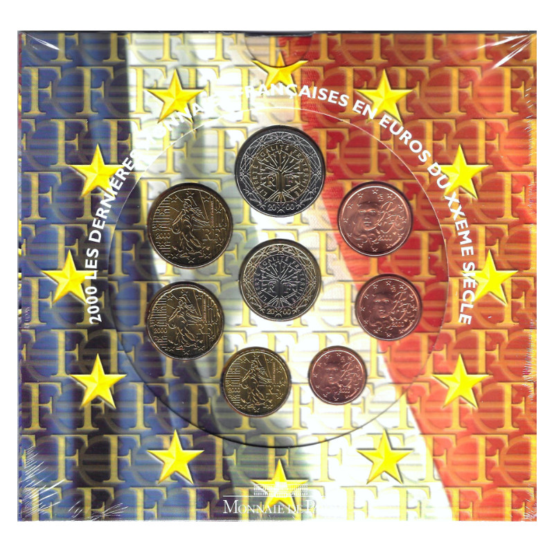 Coffret série monnaies euro France 2000 BU - Monnaie de Paris.