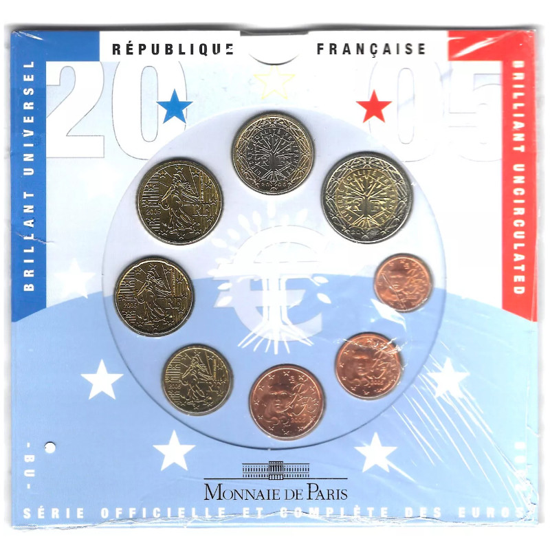 Coffret série monnaies euro France 2005 BU - Monnaie de Paris.