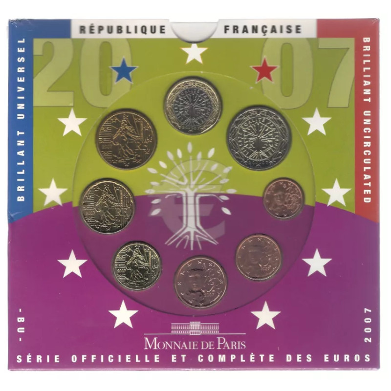 Coffret série monnaies euro France 2007 BU - Monnaie de Paris.