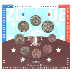 Coffret série monnaies euro France 2008 BU - Monnaie de Paris.