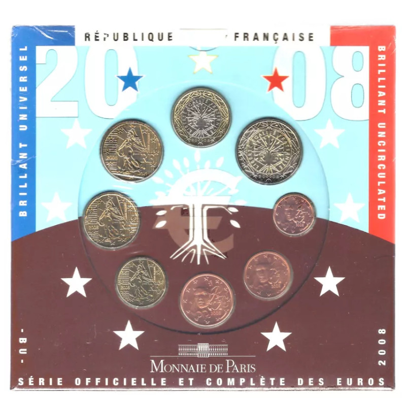 Coffret série monnaies euro France 2008 BU - Monnaie de Paris.