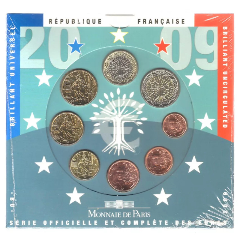 Coffret série monnaies euro France 2009 BU - Monnaie de Paris.