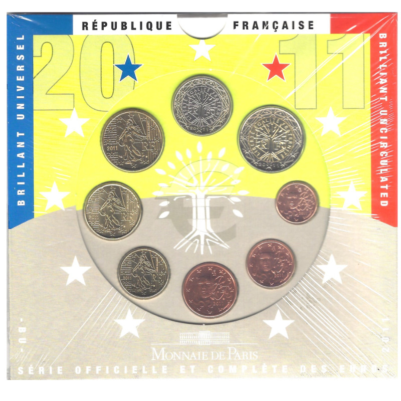Coffret série monnaies euro France 2011 BU - Monnaie de Paris.
