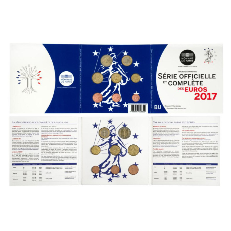 Coffret série monnaies euro France 2017 BU - Monnaie de Paris.