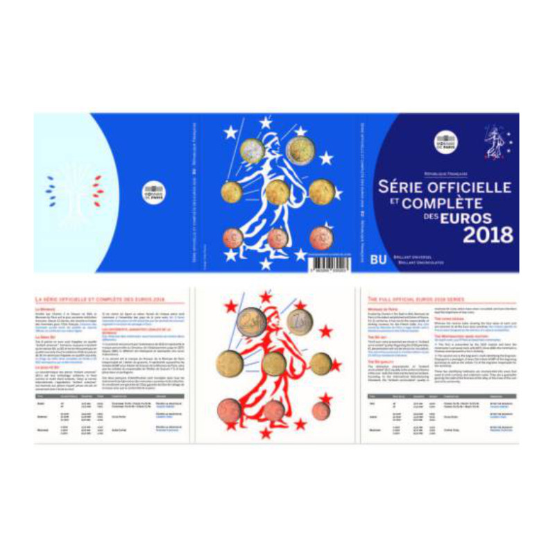 Coffret série monnaies euro France 2018 BU - Monnaie de Paris.