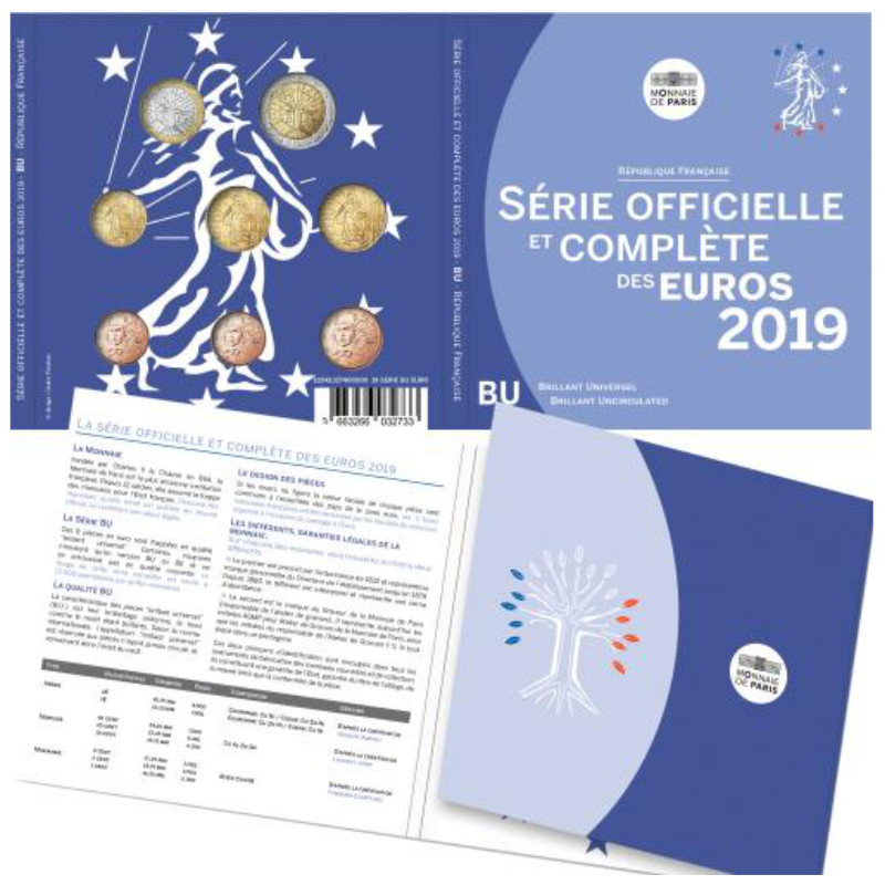 Coffret série monnaies euro France 2019 BU - Monnaie de Paris.