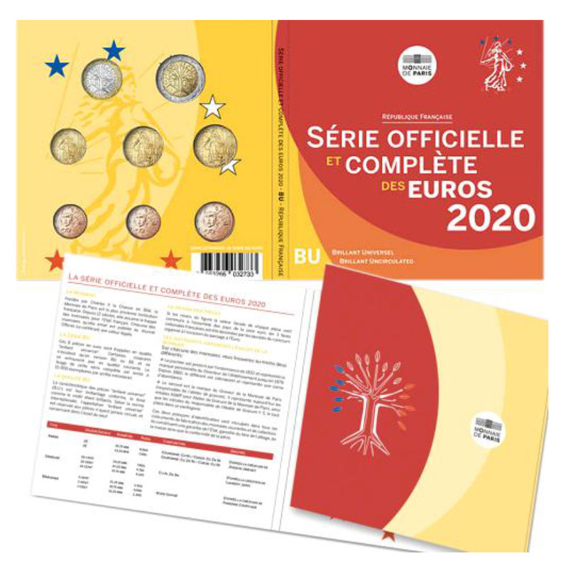 Coffret série monnaies euro France 2020 BU - Monnaie de Paris.