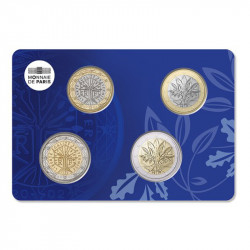 Quadriptyque 1 et 2 euro France 2021-2022 BU Coincard - Nouvelle face nationale.