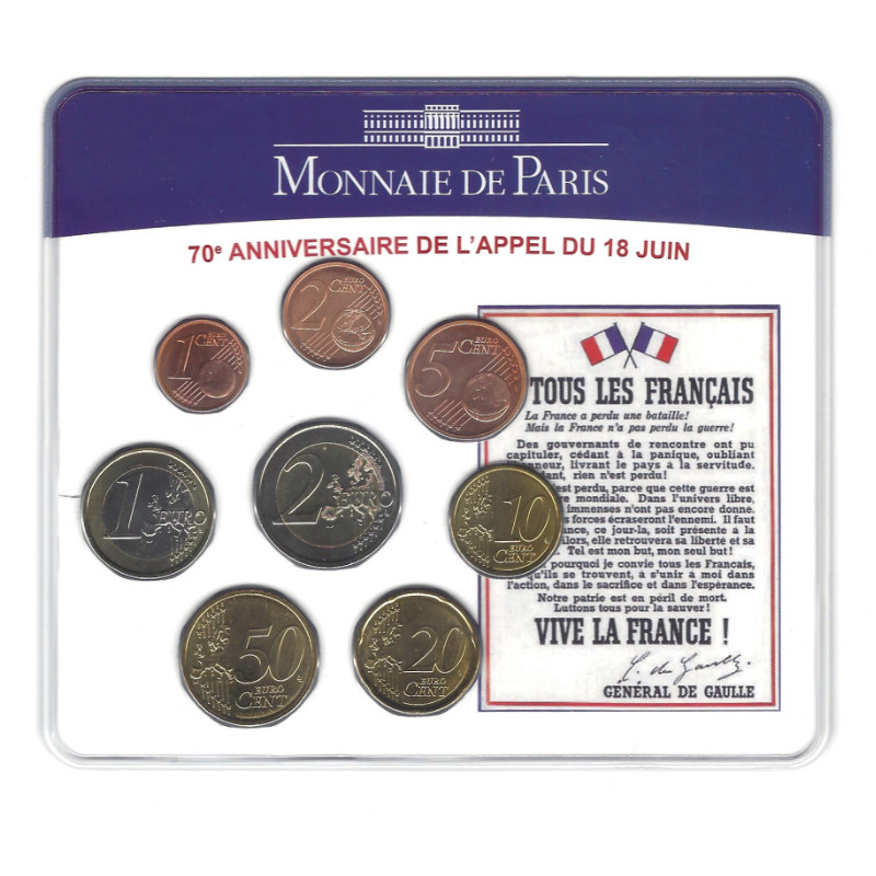 Série monnaies euro France 2010 coincard BU - Appel du 18 juin.