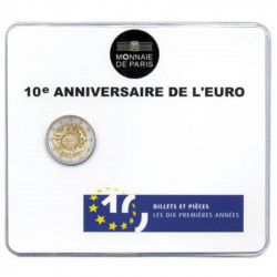 2 euros commémorative coincard BU France 2012 - 10 ans de l'Euro.