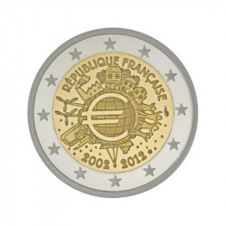 2 euros commémorative coincard BU France 2012 - 10 ans de l'Euro.
