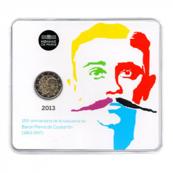2 euros commémorative coincard BU France 2013 - Pierre de Coubertin.