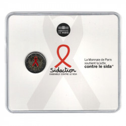 2 euros commémorative coincard BU France 2014 SIDACTION, Ruban rouge.