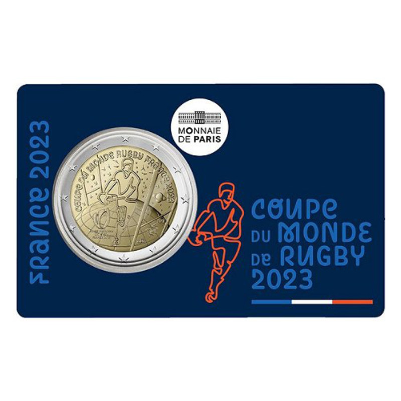 2 euros commémorative coincard BU France 2023 - Coupe du monde de Rugby.