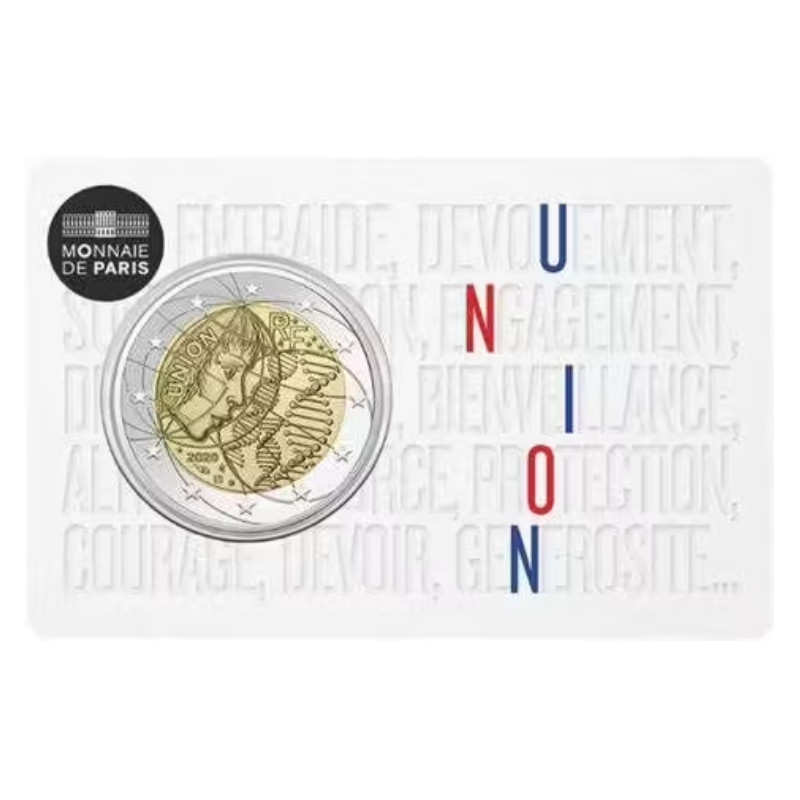 2 euros commémorative coincard BU France 2020 - Recherche médicale, Union.