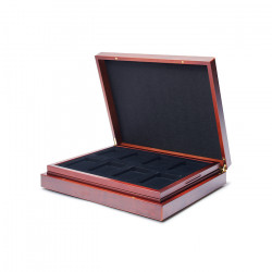Coffret Volterra acajou pour 24 lingots d'or sous blister.