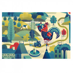 Feuillet crypto timbre NFTimbre5.3 Le Coq champêtre autoadhésif.