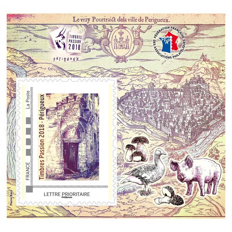 Bloc FFAP N°15 Périgueux Carte ancienne autoadhésif.