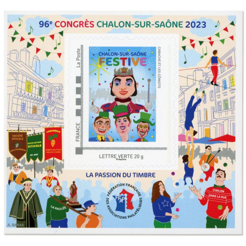 Bloc FFAP N°22 Chalon-sur-Saône Festive autoadhésif.