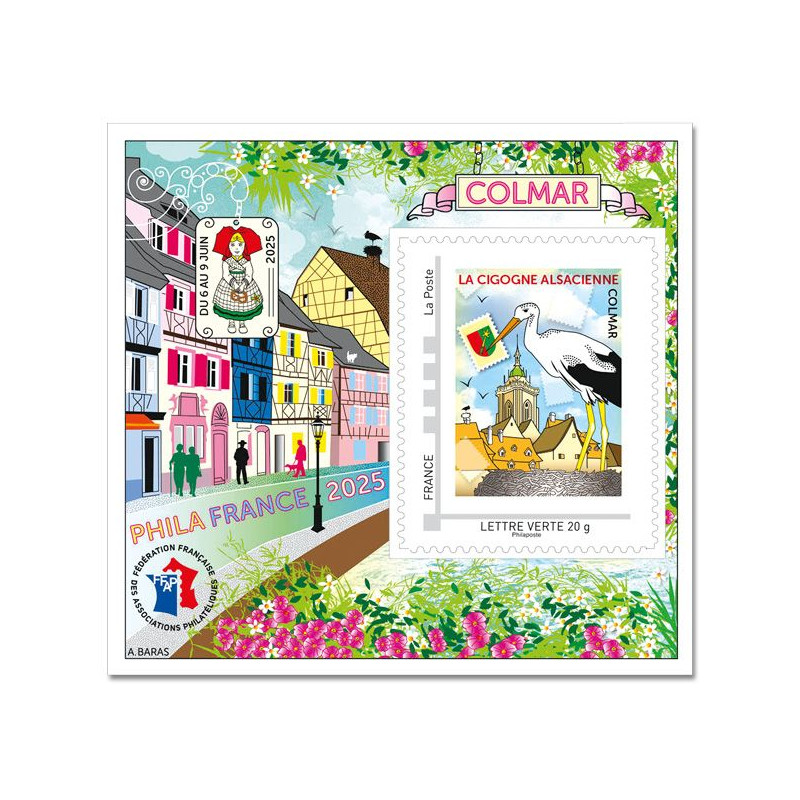 Bloc FFAP N°25 Colmar La cigogne Alsacienne autoadhésif.