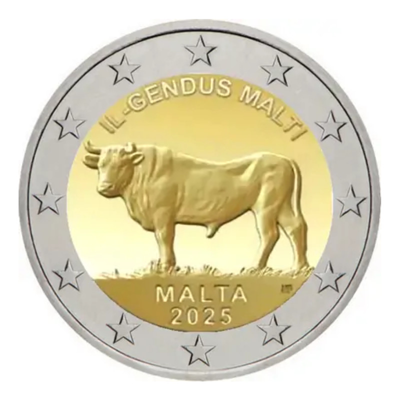 2 euros commémorative Malte 2025 UNC - Le Bœuf Maltais.