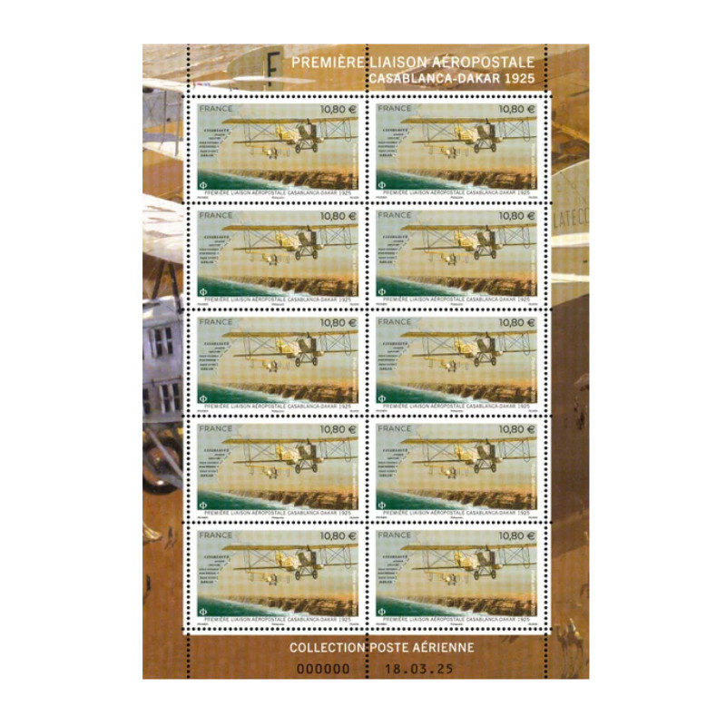 Feuillet 10 timbres Poste aérienne Casablanca Dakar N°F99a neuf**.