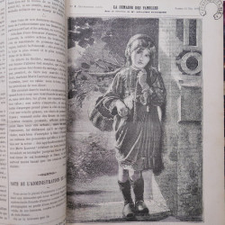 Revues la semaine des familles reliées 1876-1877 avec plus de 20 oblitérations fer à cheval Strasbourg.