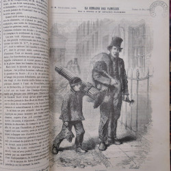 Revues la semaine des familles reliées 1876-1877 avec plus de 20 oblitérations fer à cheval Strasbourg.