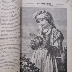 Revues la semaine des familles reliées 1876-1877 avec plus de 20 oblitérations fer à cheval Strasbourg.