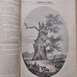 Revues la semaine des familles reliées 1876-1877 avec plus de 20 oblitérations fer à cheval Strasbourg.