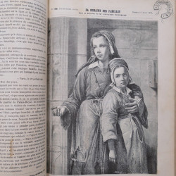 Revues la semaine des familles reliées 1876-1877 avec plus de 20 oblitérations fer à cheval Strasbourg.