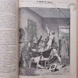 Revues la semaine des familles reliées 1876-1877 avec plus de 20 oblitérations fer à cheval Strasbourg.