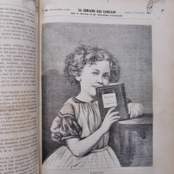 Revues la semaine des familles reliées 1876-1877 avec plus de 20 oblitérations fer à cheval Strasbourg.
