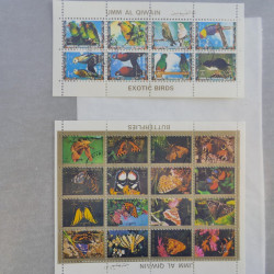 Lot de timbres en feuilles divers pays, thématiques, variétés en album.