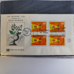 Collection enveloppes FDC timbres des Nations Unies en album.