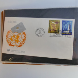Collection enveloppes FDC timbres des Nations Unies en album.