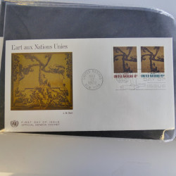 Collection enveloppes FDC timbres des Nations Unies en album.