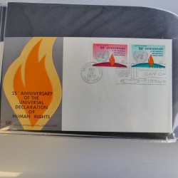 Collection enveloppes FDC timbres des Nations Unies en album.