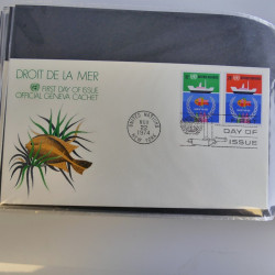 Collection enveloppes FDC timbres des Nations Unies en album.