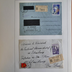 Lot de 44 lettres recommandées France moderne en album.