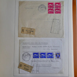 Lot de 44 lettres recommandées France moderne en album.
