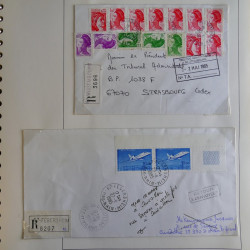 Lot de 44 lettres recommandées France moderne en album.