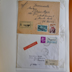 Lot de 44 lettres recommandées France moderne en album.
