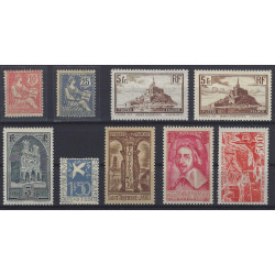 France semi moderne lot de 9 timbres neufs*.